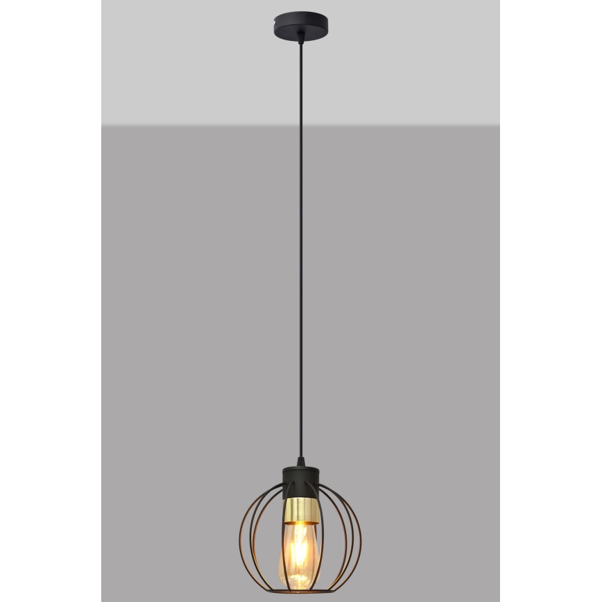 Hängeleuchte an Schnur STARLIGHT 1xE27/15W/230V schwarz/golden