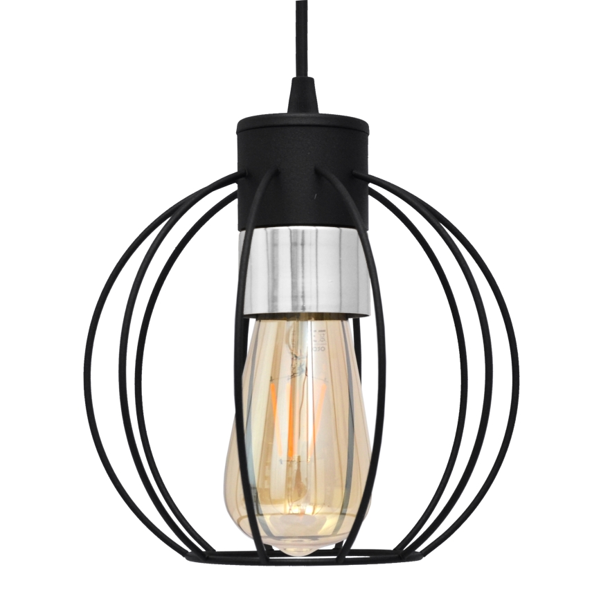 Hängeleuchte an Schnur STARLIGHT 1xE27/15W/230V schwarz/silbern