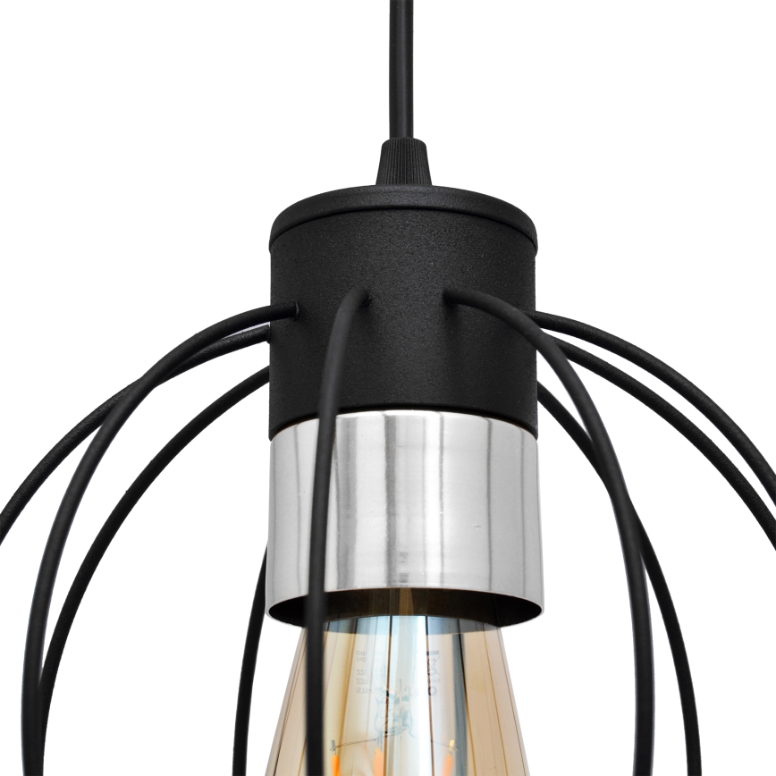 Hängeleuchte an Schnur STARLIGHT 1xE27/15W/230V schwarz/silbern