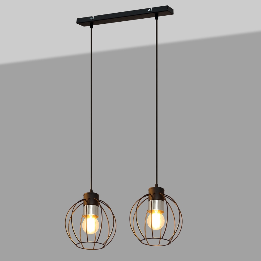 Hängeleuchte an Schnur STARLIGHT 2xE27/15W/230V schwarz/silbern