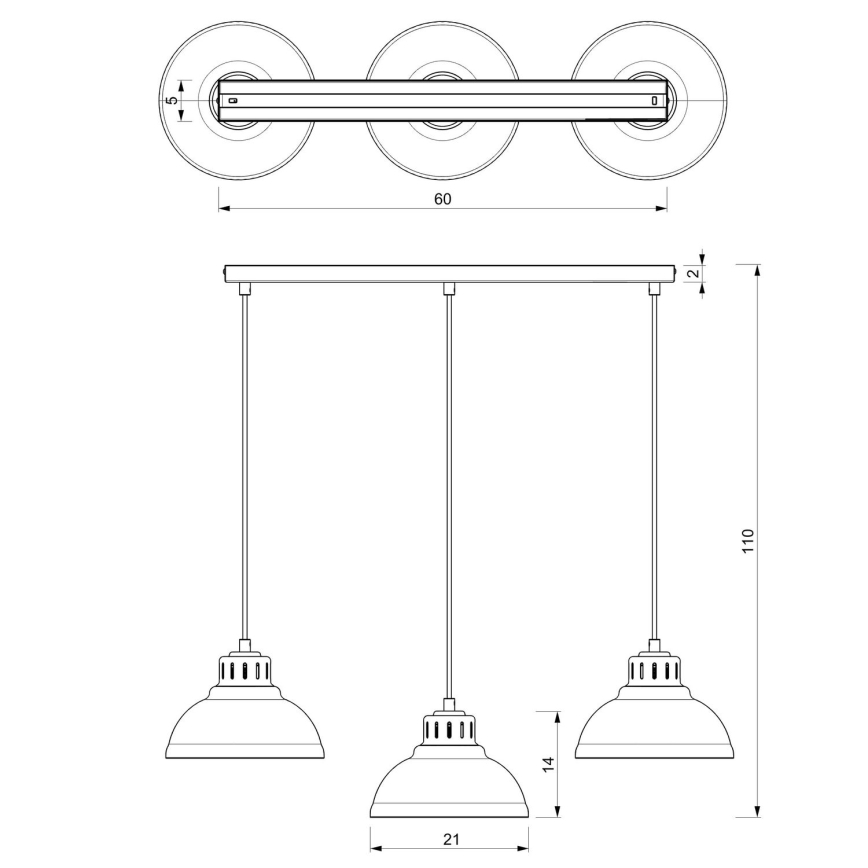 Hängeleuchte an Schnur SVEN 3xE27/15W/230V rot