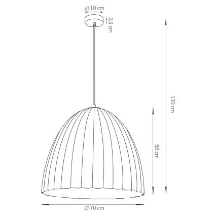 Hängeleuchte an Schnur TELMA 1xE27/60W/230V d 70 cm schwarz/golden