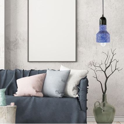 Hängeleuchte an Schnur TERRAZZO 1xE27/60W/230V d 12 cm blau