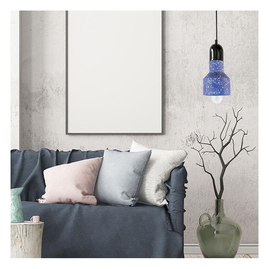 Hängeleuchte an Schnur TERRAZZO 1xE27/60W/230V d 12 cm blau