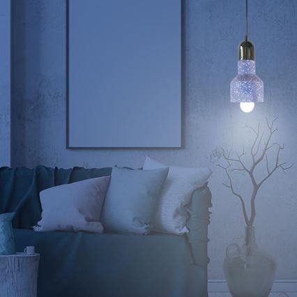 Hängeleuchte an Schnur TERRAZZO 1xE27/60W/230V d 12 cm blau