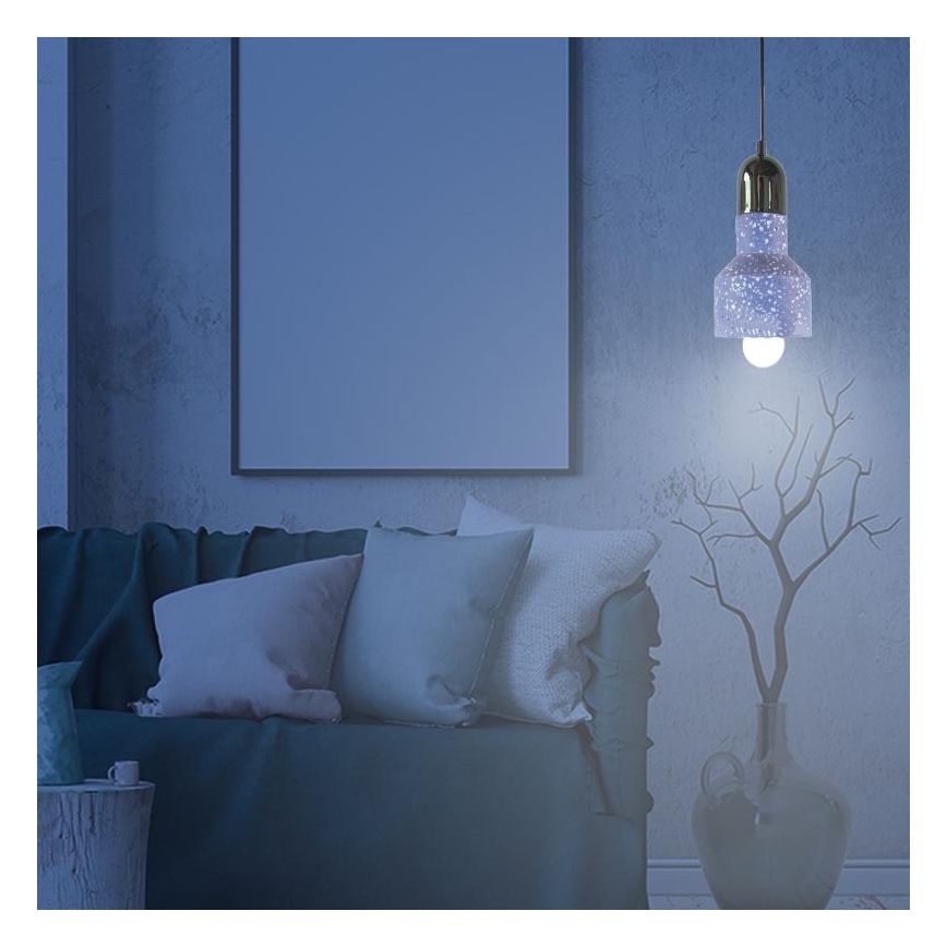 Hängeleuchte an Schnur TERRAZZO 1xE27/60W/230V d 12 cm blau