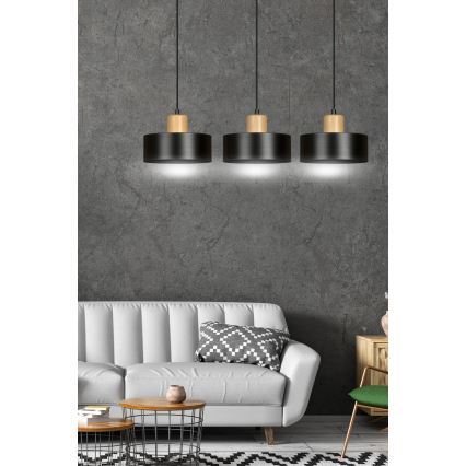Hängeleuchte an Schnur TORIN 3xE27/15W/230V schwarz