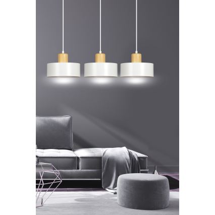 Hängeleuchte an Schnur TORIN 3xE27/15W/230V weiß