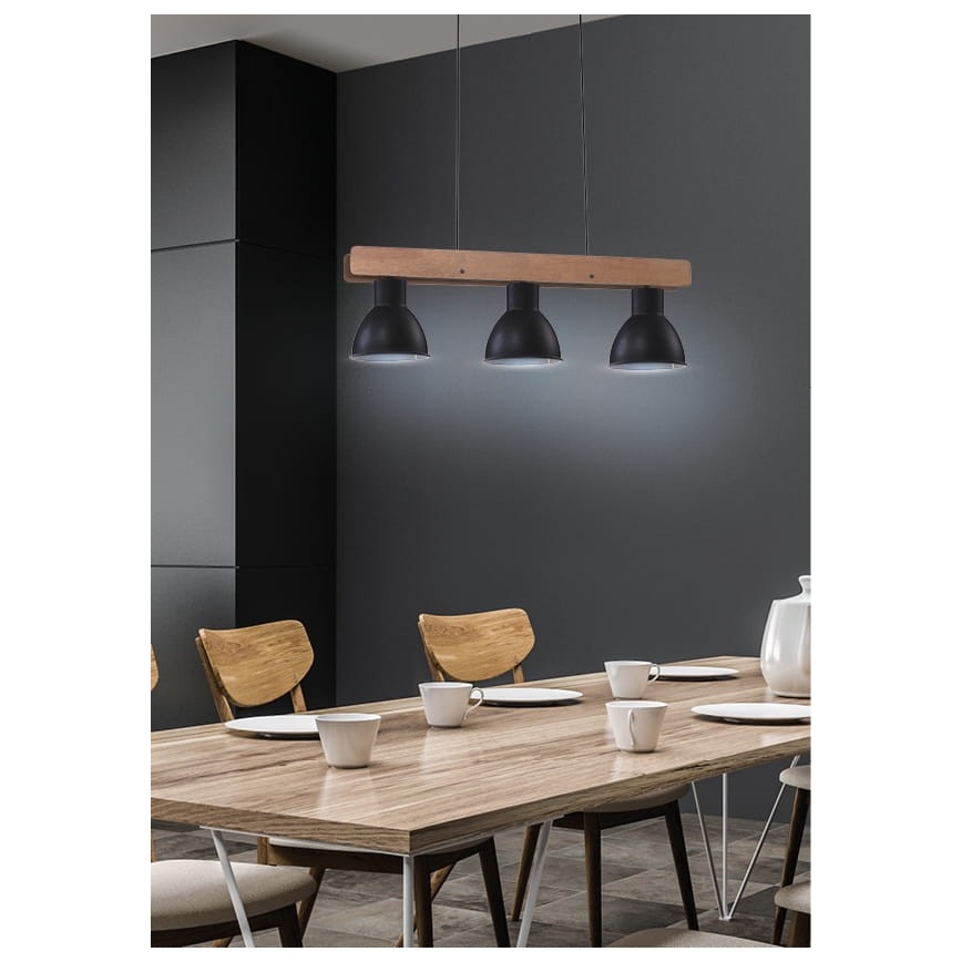 Hängeleuchte an Schnur VARIO 3xE27/60W/230V Birke