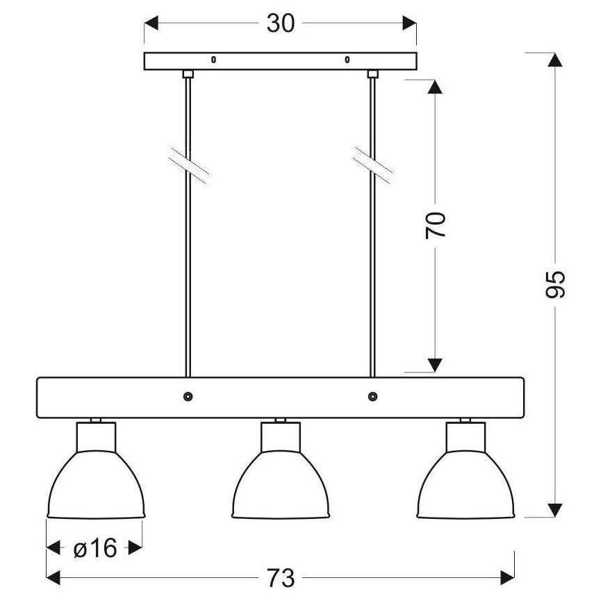 Hängeleuchte an Schnur VARIO 3xE27/60W/230V Birke