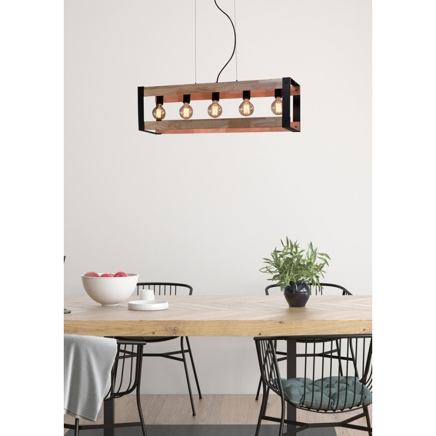 Hängeleuchte an Schnur VARNA 5xE27/40W/230V Eiche
