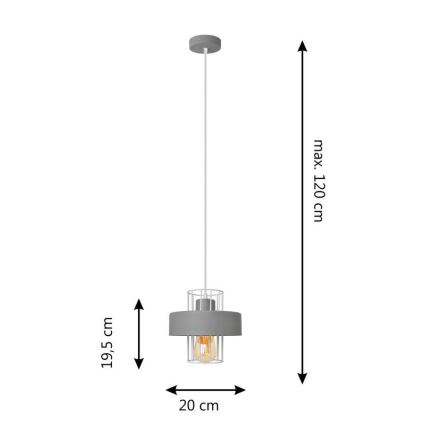 Hängeleuchte an Schnur VOLTA 1xE27/15W/230V grau