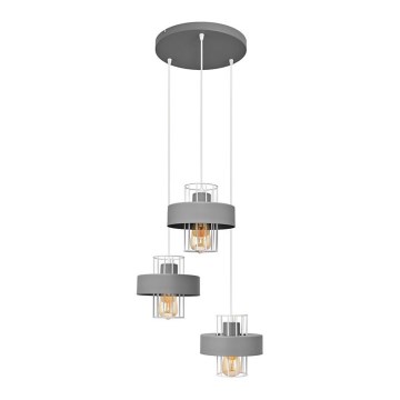 Hängeleuchte an Schnur VOLTA 3xE27/15W/230V Durchmesser 42 cm grau