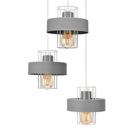 Hängeleuchte an Schnur VOLTA 3xE27/15W/230V Durchmesser 42 cm grau