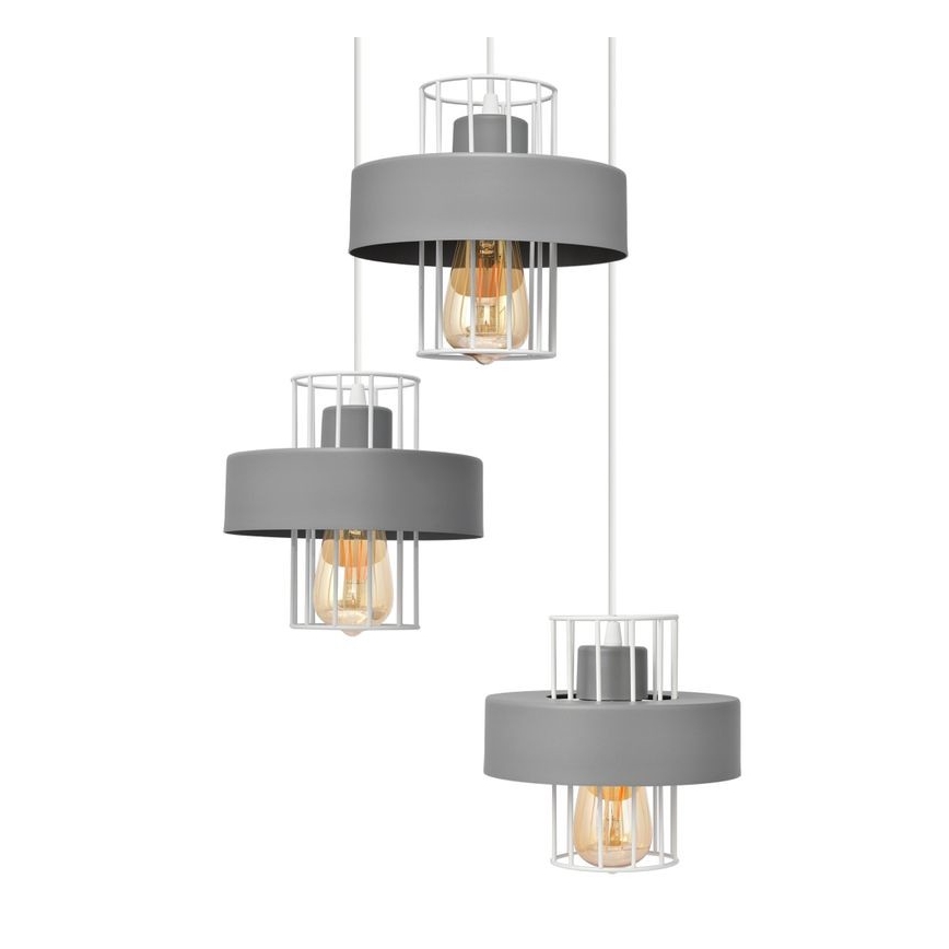 Hängeleuchte an Schnur VOLTA 3xE27/15W/230V Durchmesser 42 cm grau