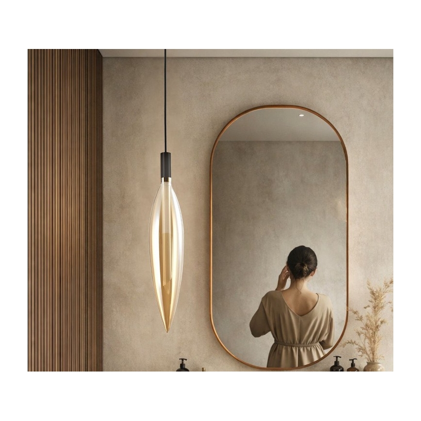 Hängeleuchte an Seil NORDIC 1xG9/5W/230V schwarz/rauchbeige
