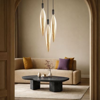 Hängeleuchte an Seil NORDIC 1xG9/5W/230V schwarz/rauchbeige