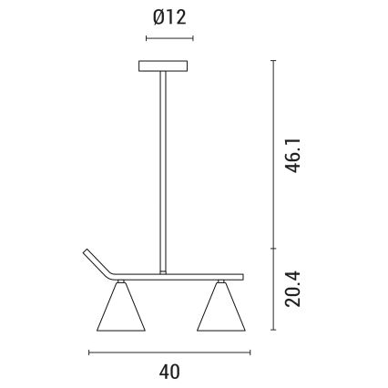 Hängeleuchte an Stange 2xE27/40W/230V schwarz