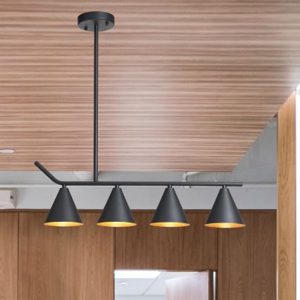 Hängeleuchte an Stange 4xΕ27/40W/230V schwarz