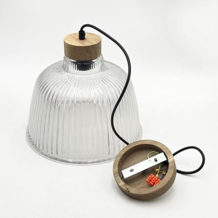 Hängeleuchte ASTA an Kabel, 1×E27/60W/230V, Ø 28 cm, Eiche