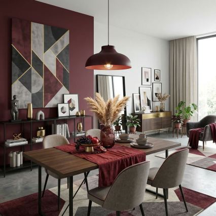Hängeleuchte BASCA mit Kabel 1xE27/15W/230V Burgunderrot