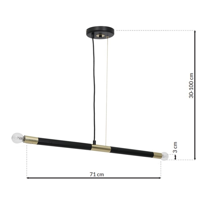 Hängeleuchte BASTONE 2xE14/40W/230V schwarz/gold