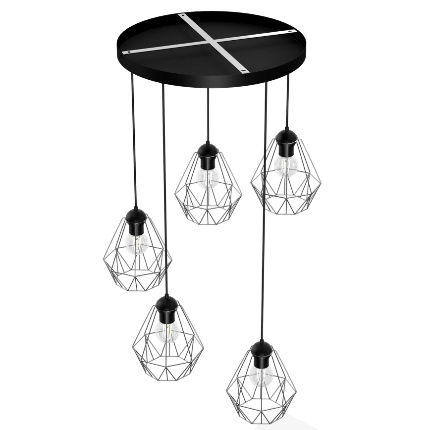 Hängeleuchte BERGEN 5xE27/60W/230V schwarz/chrom glänzend