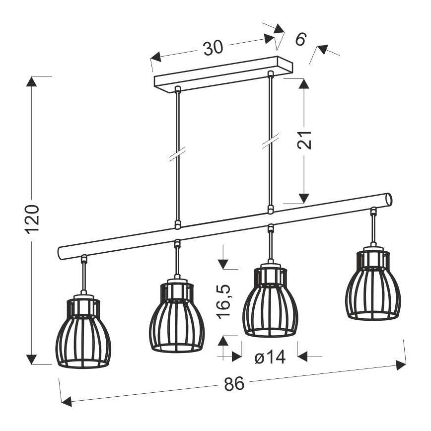 Hängeleuchte BERNITA 4xE27/60W/230V