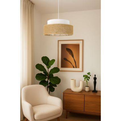 Hängeleuchte BOHO 1xE27/60W/230V d 40 cm weiß/beige