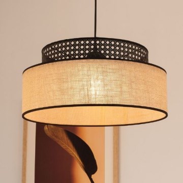 Hängeleuchte BOHO 1xE27/60W/230V schwarz/Rattan