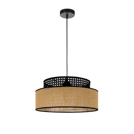 Hängeleuchte BOHO 1xE27/60W/230V schwarz/Rattan