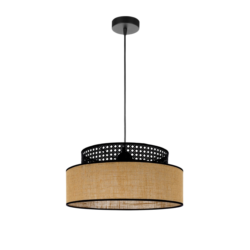 Hängeleuchte BOHO 1xE27/60W/230V schwarz/Rattan