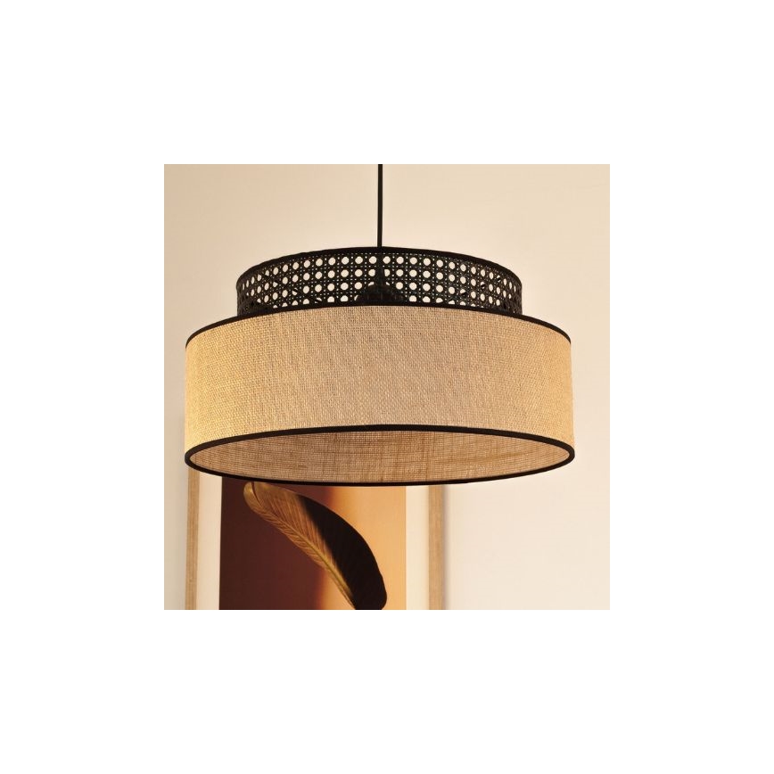 Hängeleuchte BOHO 1xE27/60W/230V schwarz/Rattan