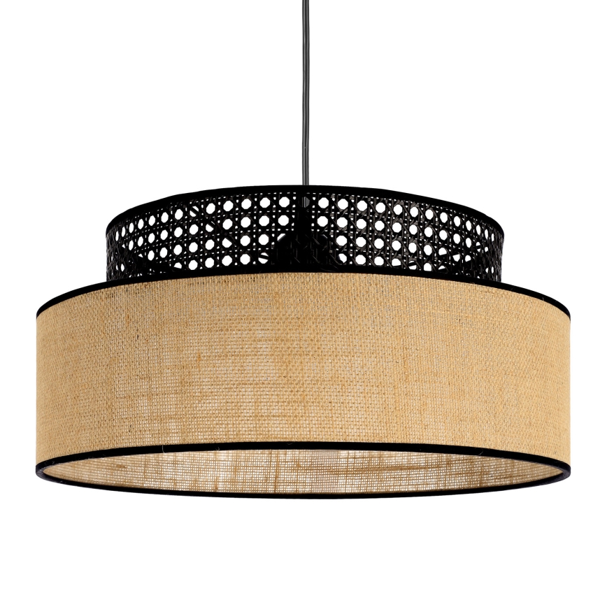 Hängeleuchte BOHO 1xE27/60W/230V schwarz/Rattan