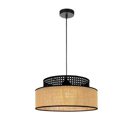 Hängeleuchte BOHO 1xE27/60W/230V schwarz/Rattan