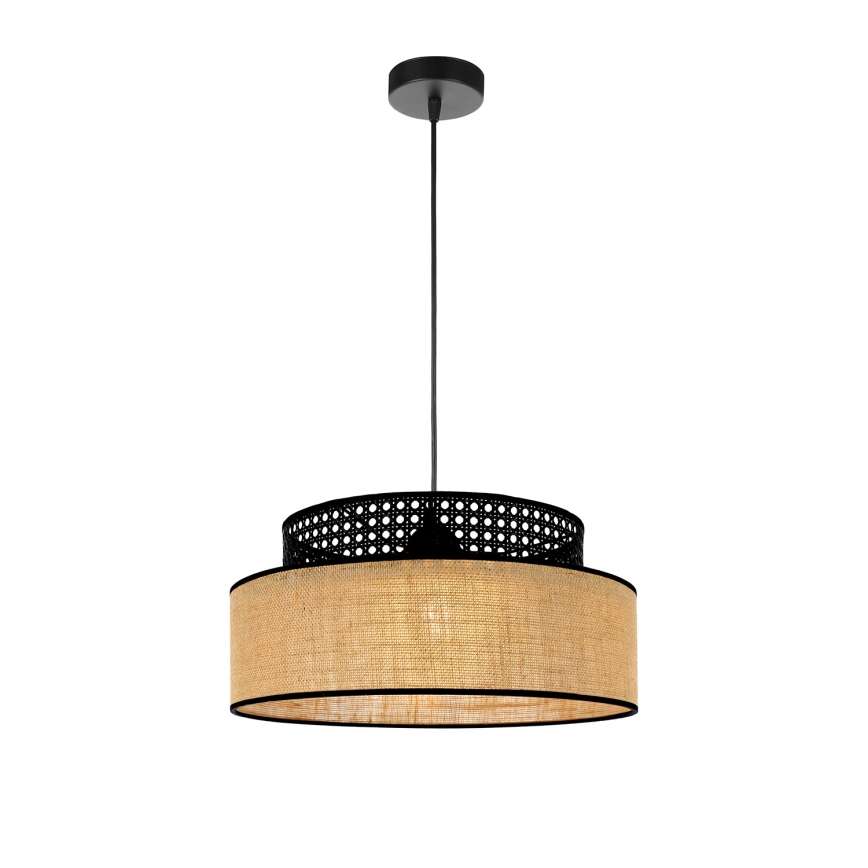 Hängeleuchte BOHO 1xE27/60W/230V schwarz/Rattan