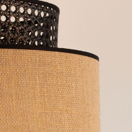 Hängeleuchte BOHO 1xE27/60W/230V schwarz/Rattan