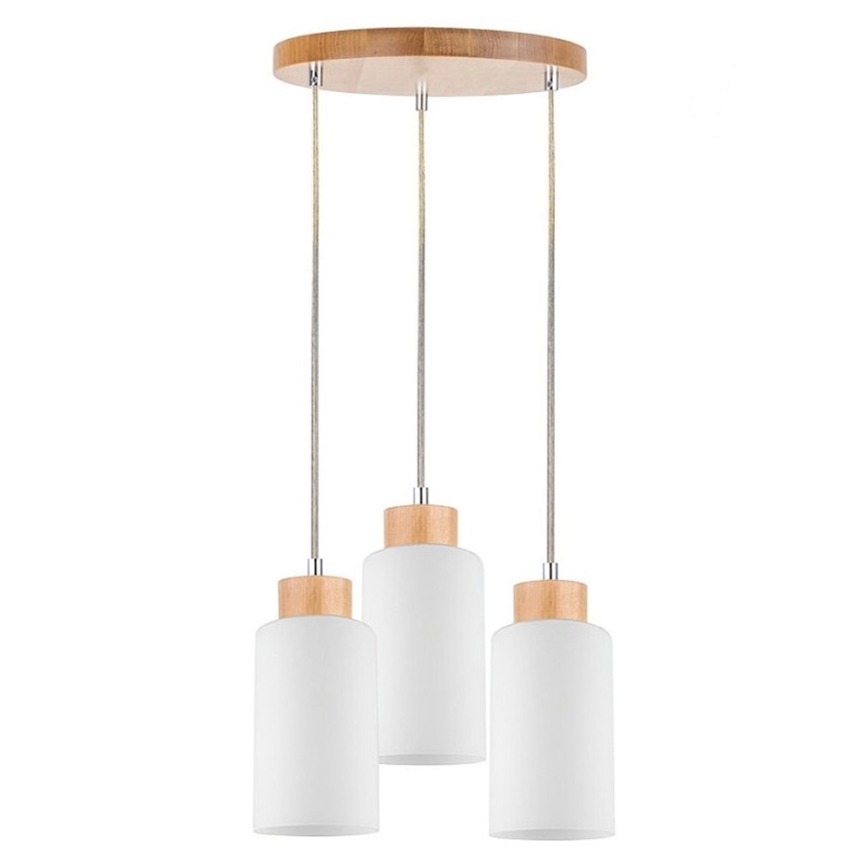 Hängeleuchte BOSCO 3xE27/60W/230V Birke