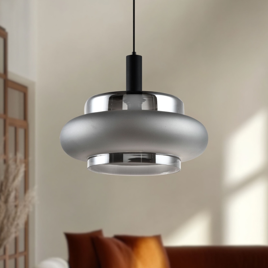 Hängeleuchte BRIZI an Kabel 1xE27/40W/230V, grau/rauchfarben