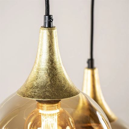 Hängeleuchte CALYPSO 4xGU10/60W/230V + 4xE27/60W schwarz/golden