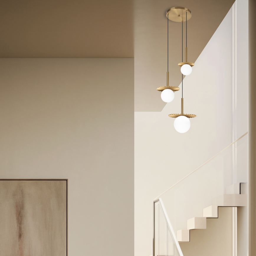 Hängeleuchte CHITA mit Kabelaufhängung, 3xG9/5W/230V, gold