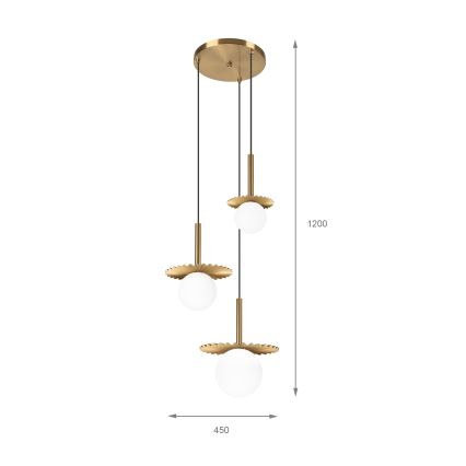Hängeleuchte CHITA mit Kabelaufhängung, 3xG9/5W/230V, gold