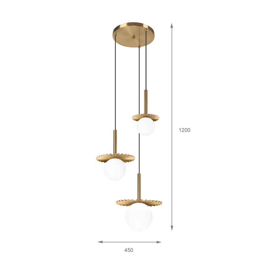 Hängeleuchte CHITA mit Kabelaufhängung, 3xG9/5W/230V, gold