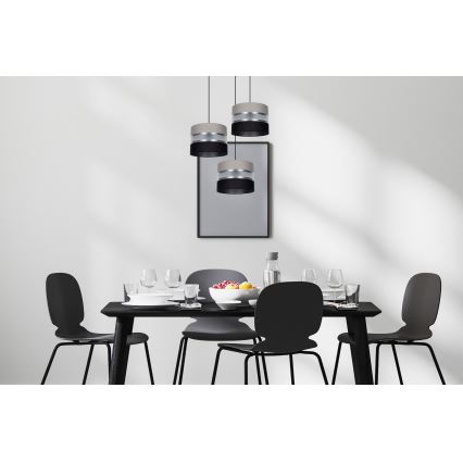 Hängeleuchte CORAL 3xE27/60W/230V schwarz/grau/matt Chrom d 45 cm