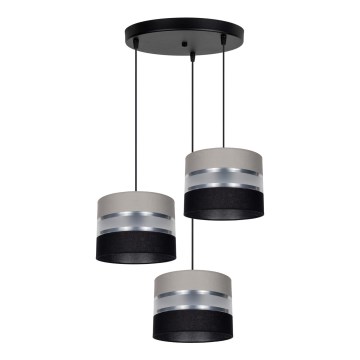 Hängeleuchte CORAL 3xE27/60W/230V schwarz/grau/matt Chrom d 45 cm