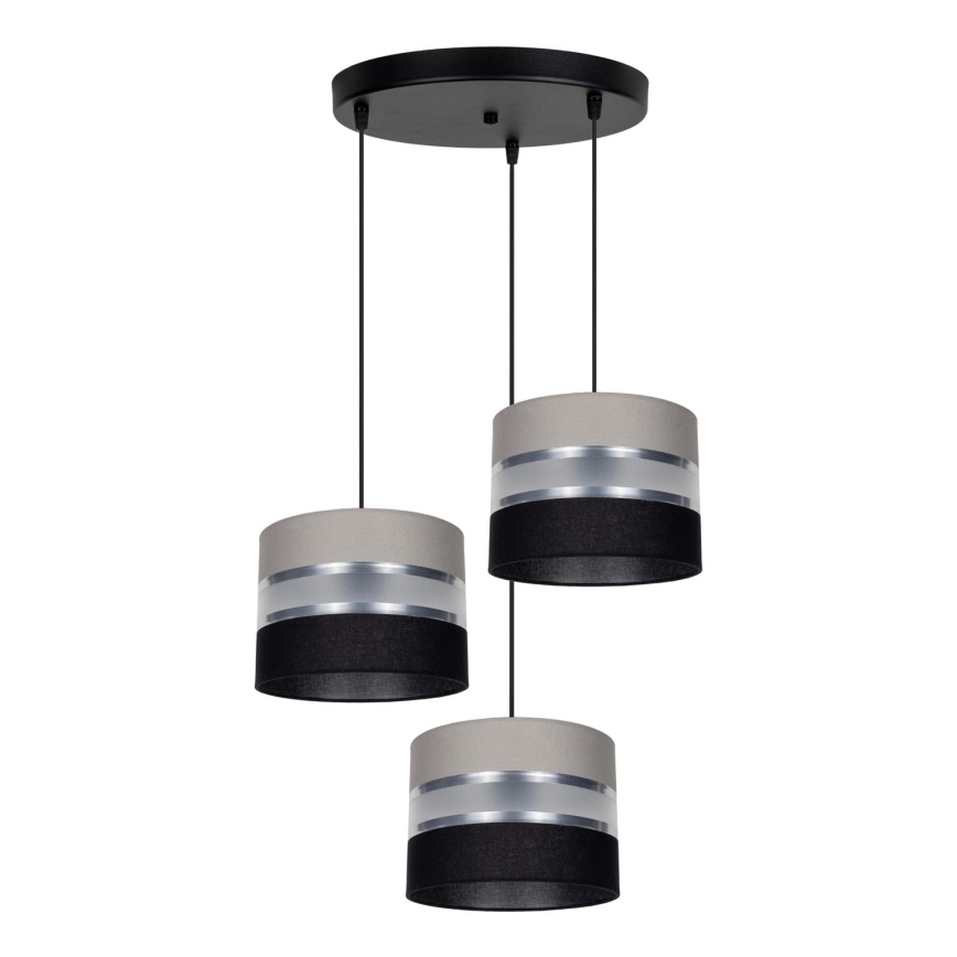 Hängeleuchte CORAL 3xE27/60W/230V schwarz/grau/matt Chrom d 45 cm