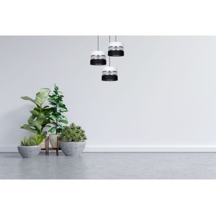 Hängeleuchte CORAL 3xE27/60W/230V schwarz/weiß/matt Chrom d 45 cm