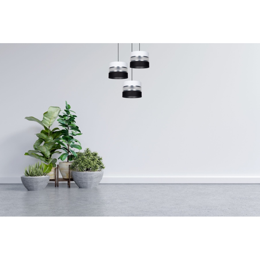 Hängeleuchte CORAL 3xE27/60W/230V schwarz/weiß/matt Chrom d 45 cm