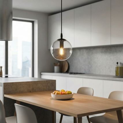 Hängeleuchte COSMO 1xE14/10W/230V d 14 cm schwarz/klar