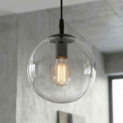 Hängeleuchte COSMO 1xE14/10W/230V d 14 cm schwarz/klar